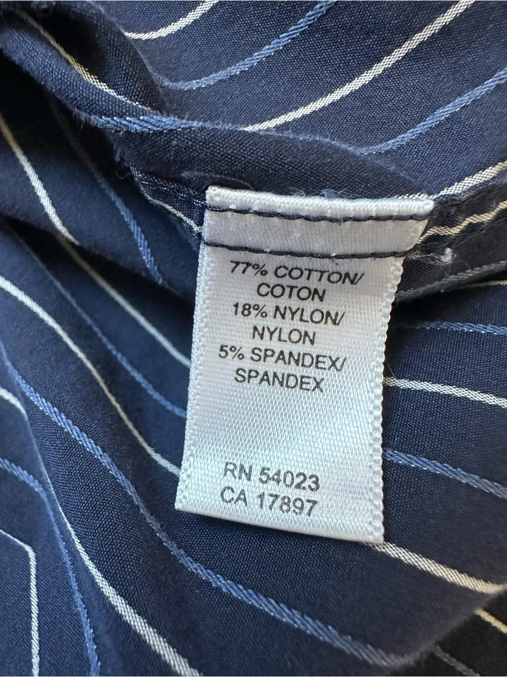 Banana Republic Men’s 17 1/2 XL Blue White Stripe Stretch Dress Shirt